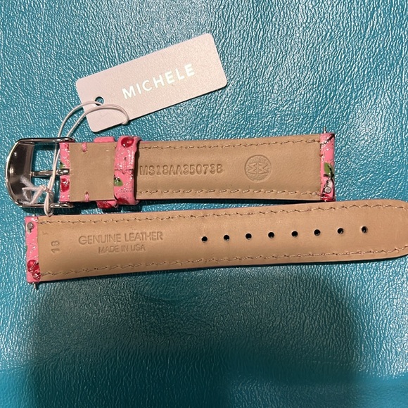 NWT pink cherry Michele 18mm watch band - Picture 2 of 2